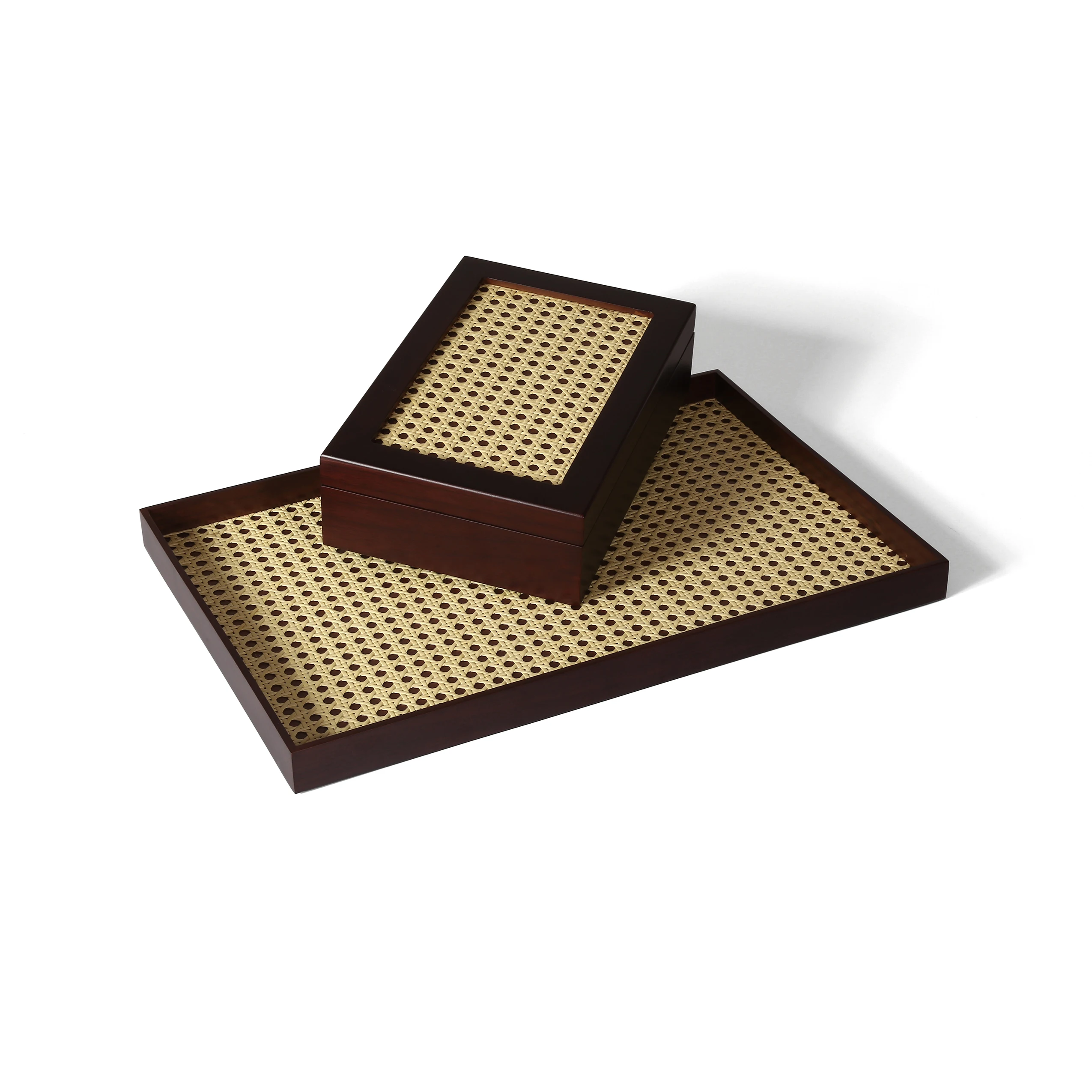 S-842Modern light luxury rectangular tray hotel restaurant coffee shop European home decoration straw leather service tray