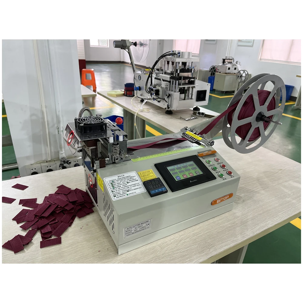 Automatic Roll to Roll Elastic Strap Label Cutter Machine with Touch Screen