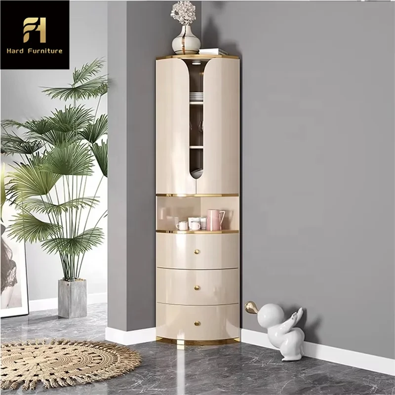 Luxury Quality Tall Wine Cabinet with Glass Doors Modern Stainless Steel Storage Cabinet for Living Room Furniture