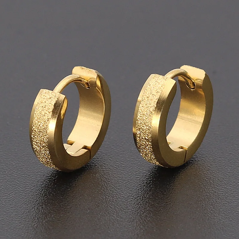 Factory Direct Selling Titanium Steel Stainless Slotted Matte Ear Buckle Trendy Fashion Hypoallergenic Earring EA1-20