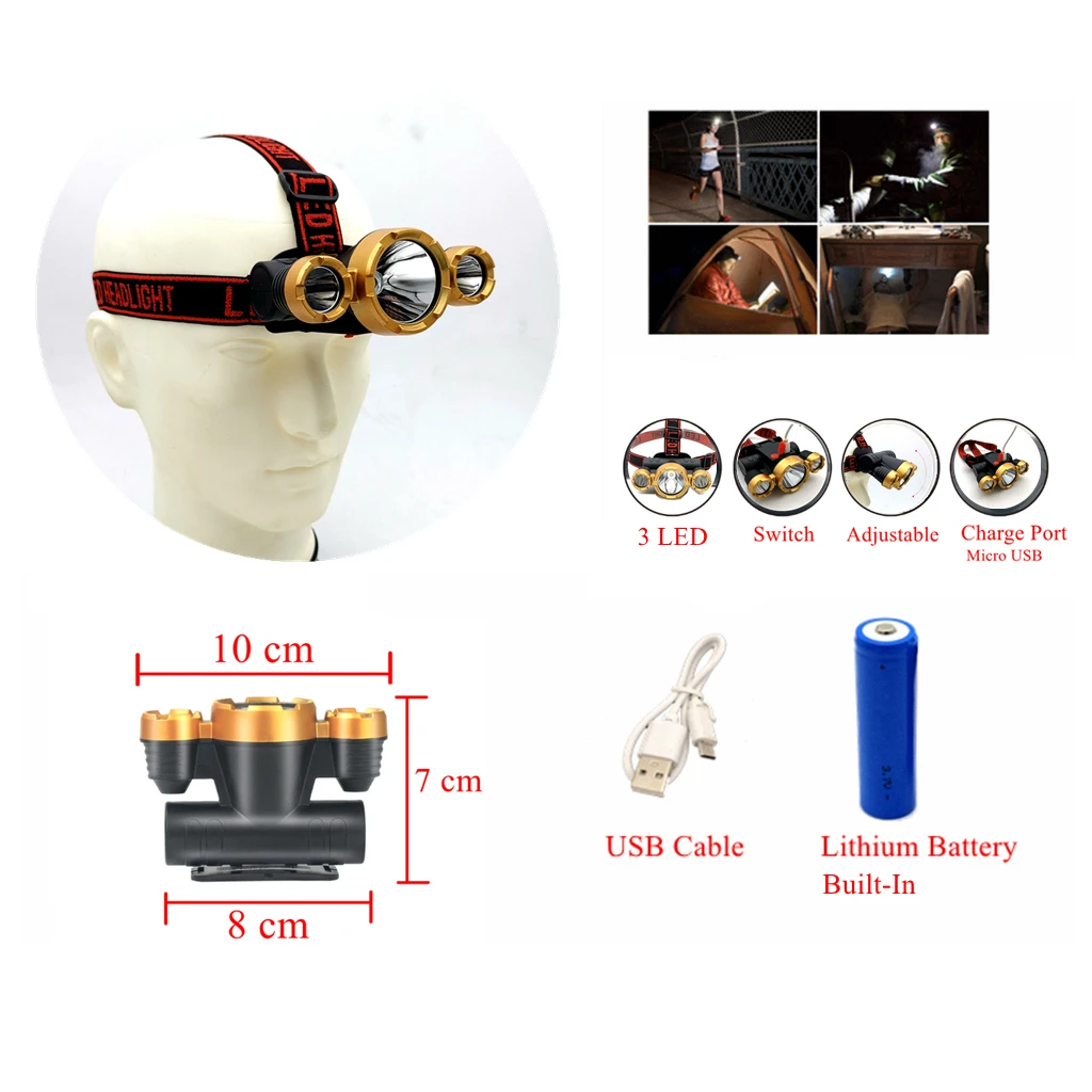 Новое поступление 2021, низкая цена, USB Перезаряжаемый налобный фонарь, налобный фонарь, готов к отправке, AMAZON FBA, доставка, индивидуальная упаковка, бесплатный образец