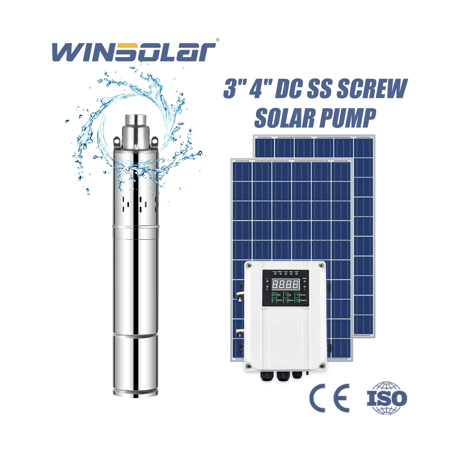 WINSOLAR 100PSI 200 Вт Погружной Солнечный водяной насос для глубоких скважин