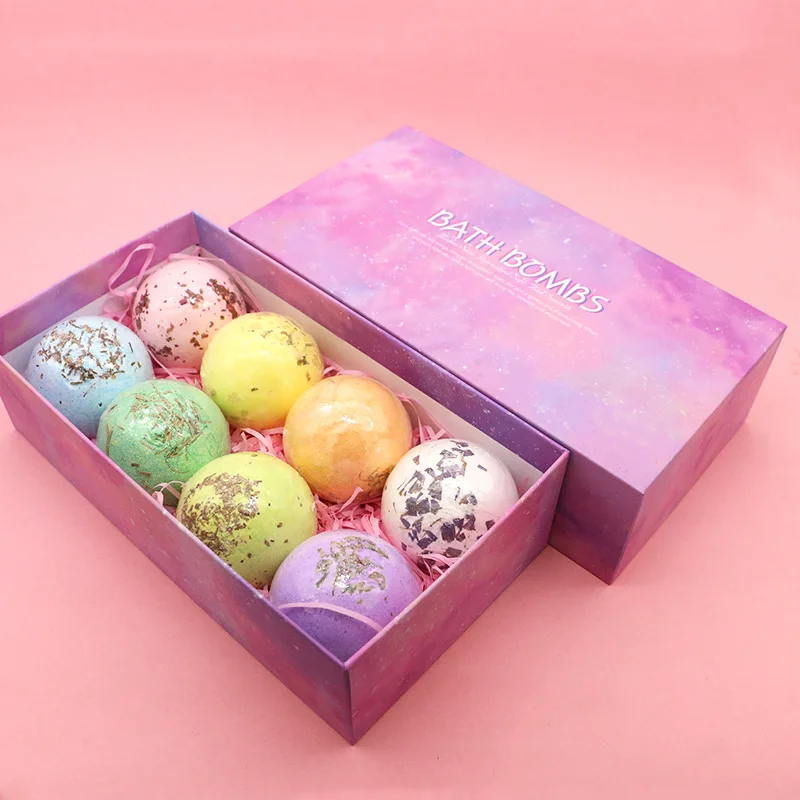 
B33 Hot selling 100g*8 organic fragrance colorful fizzy bath bombs set of 8 