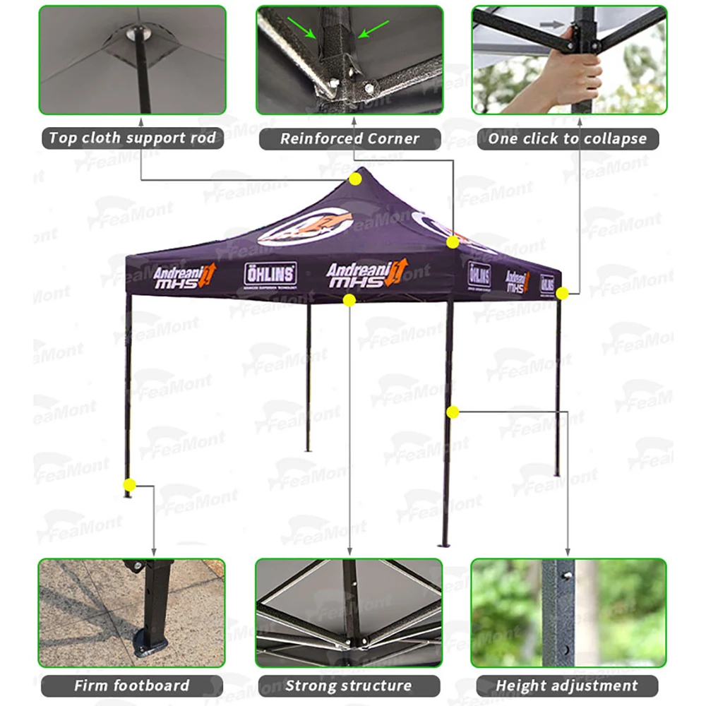 FEAMONT outdoor shelter awning advertising gazebo trade show event custom exhibition folding ez pop up 10x10 canopy marquee tent