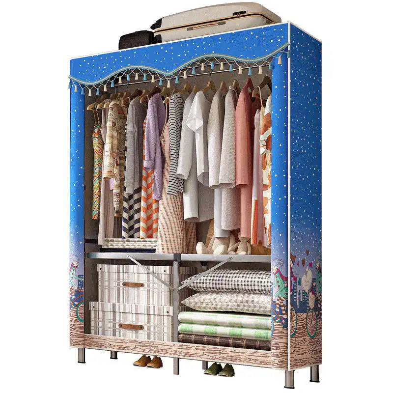 Suoernuo Factory Customized ODM OEM Cheap Metal Clothes Cabinet Modern Design Portable Fabric Wardrobe