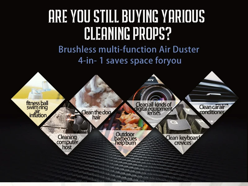 51000 RPM Portable AIR duster and vacuum cleaner 6000mah Multi-function wireless handheld Computer case keyboard Dust collector