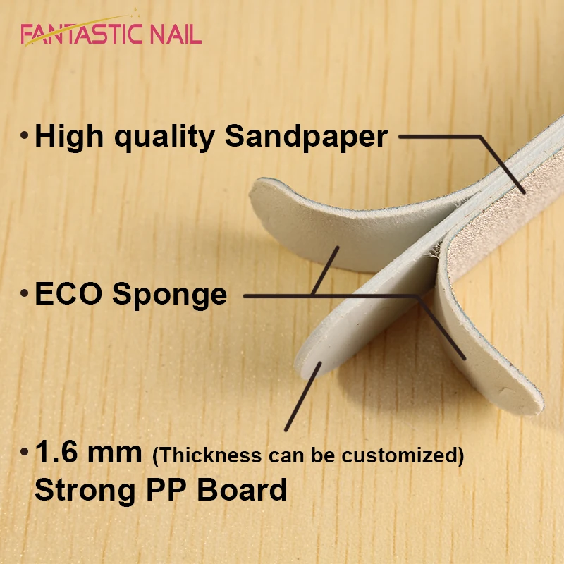 Personalized Custom Half Moon Shape Zebra Emery 80/100/180/240 Grit Nail File Professional