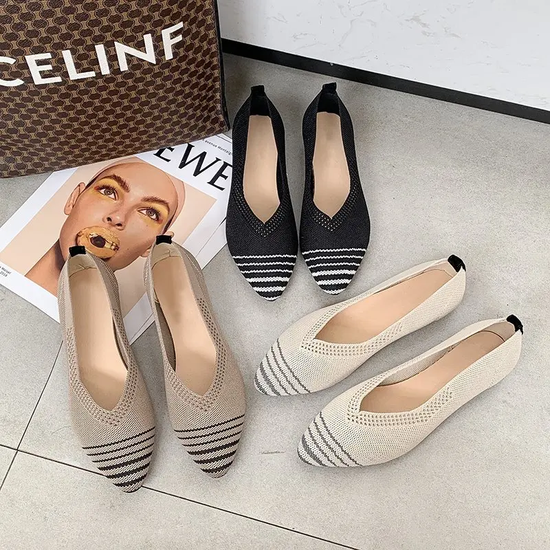 
Casual Breathable Dress Women Shoes Black Breathable Career Flat Shoes For Woman 