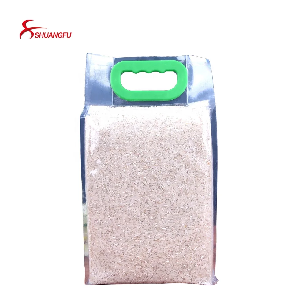 High quality custom printed bag of vacuum rices plastic bag food packaging with handle hole