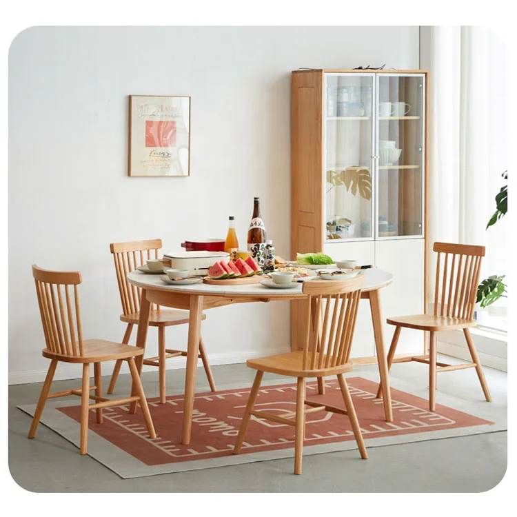 Customized Wholesale Modern Round Wood Dining Table set for Kitchen or living room