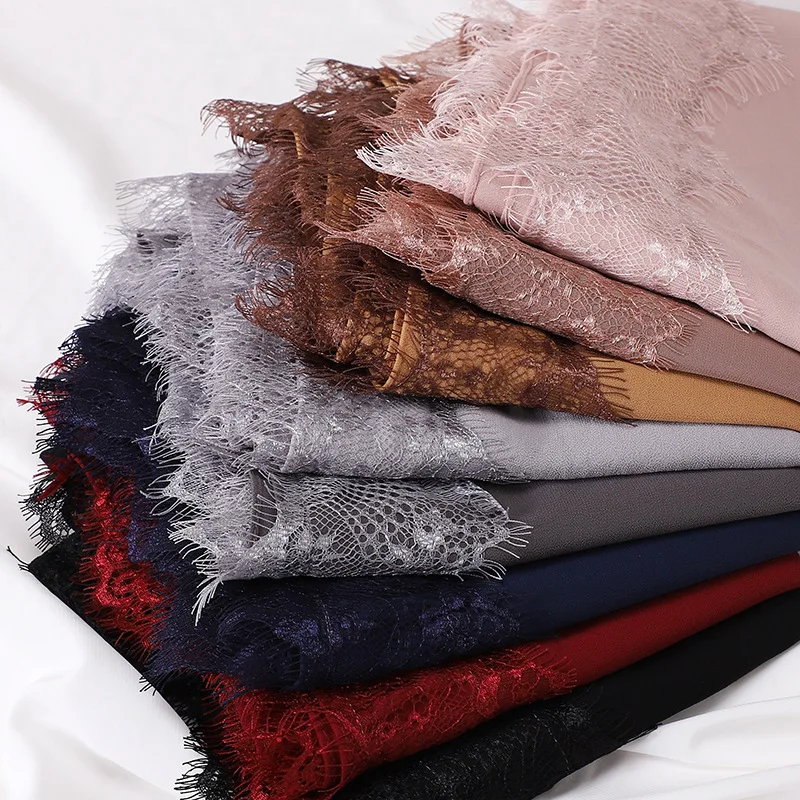 Hot selling new style malaysia style fancy lace chiffon hijab