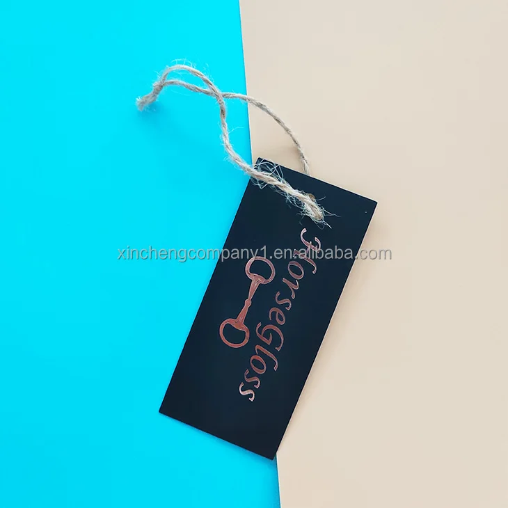 Luxury thick paper custom made garment hangtag swing hang tag rope Embossed label clothing accessories price tag