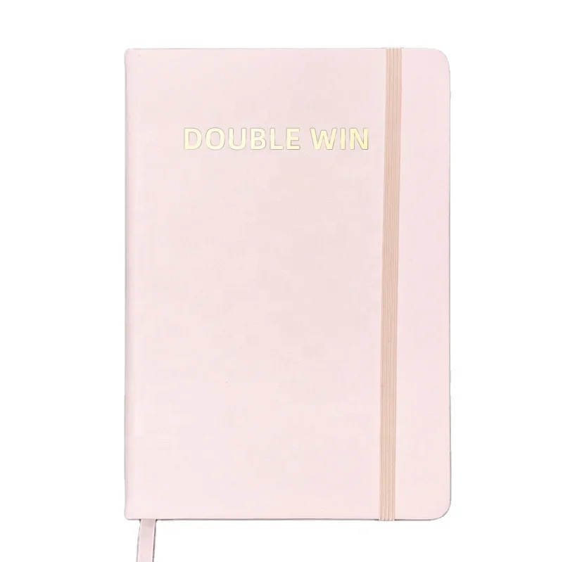 Custom Logo A5 Hardcover Soft Cover Pink Pu Leather Bound Sublimation Lined Journal Notebook
