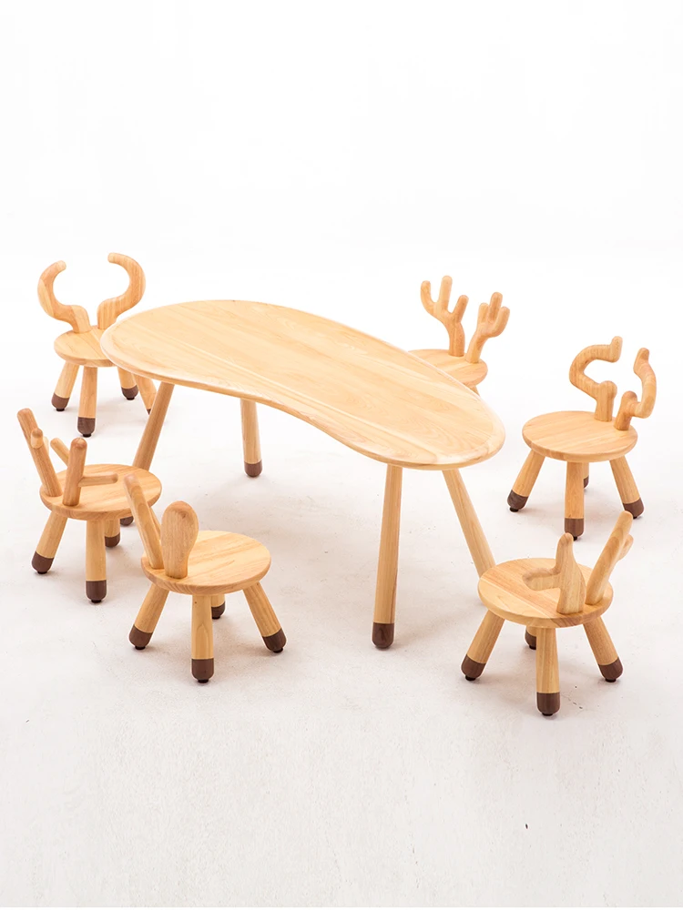 Детский стол для чтения из массива дерева учебный детский сад спинка стула сменный низкий стул умный