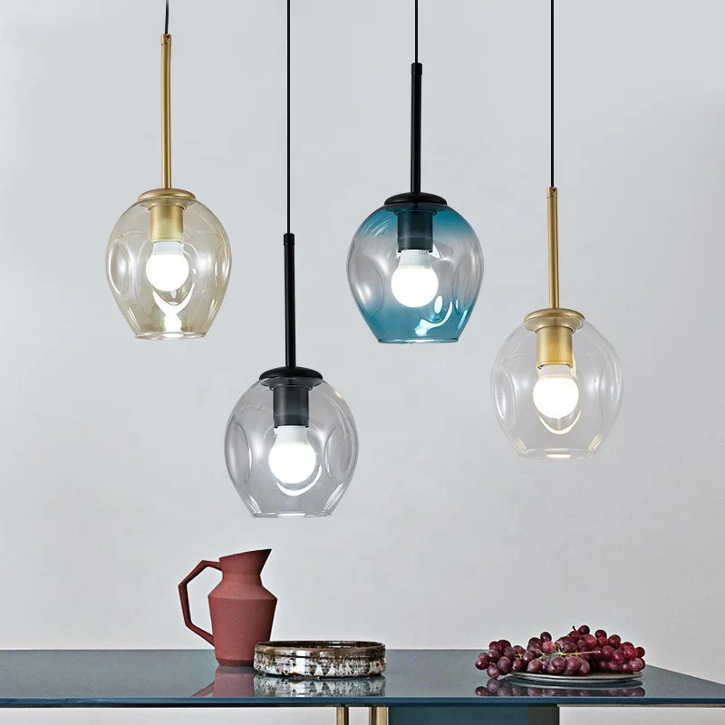 Modern minimalist coffee bar glass pendant lamps clothing store restaurant 3 glass pendant lighting