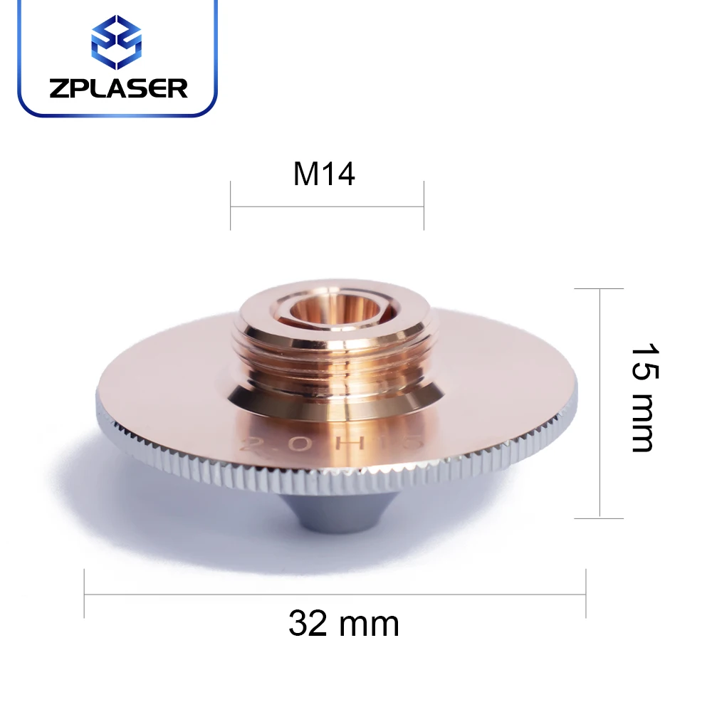 ZPLASER D32-C-15-D Double Layer Diameter 32 Metric 14 Height 15  Caliber 1.0*1.4*1.5*1.6*1.7*1.8 M14 High Speed Laser Nozzles