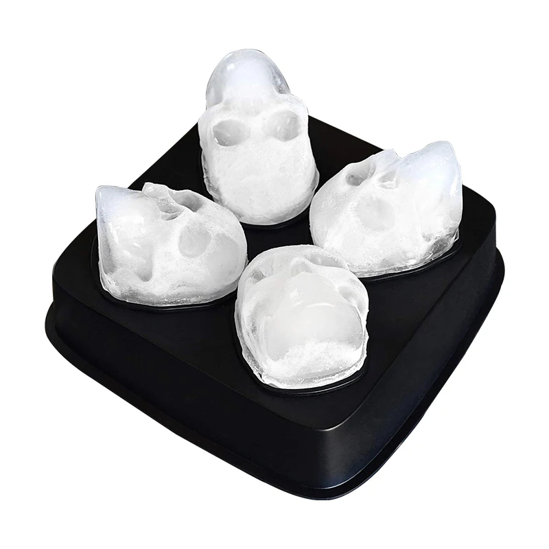 3D Skull Mold Easy Release Cute Funny Whiskey Cocktails Juice Beverages Ice Cube Maker Silicone