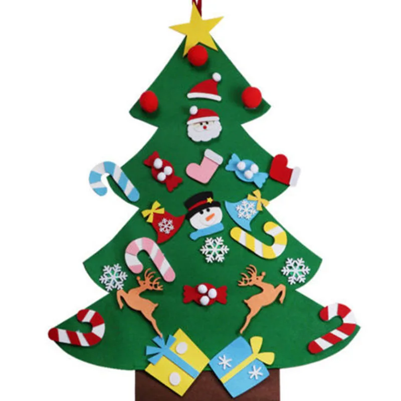Kids DIY Felt Christmas Tree Christmas Decoration for Home New Year Gifts Santa Claus Xmas Tree