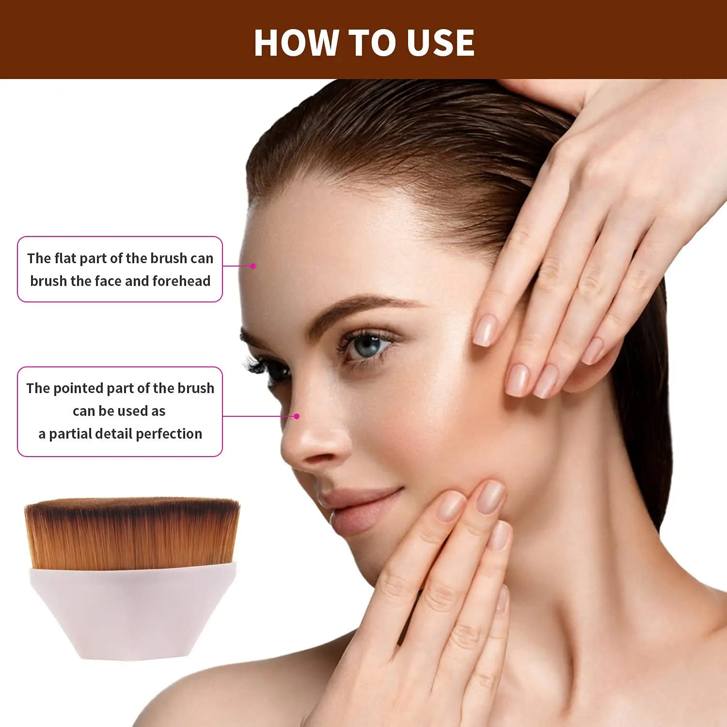 Foundation Flat Top Travel for Blending Liquid Cream or Powder Cosmetics with Protective Case Easy to Carry Make up Brush