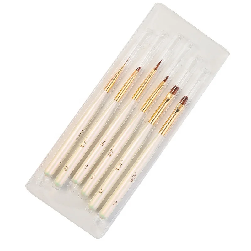 Nail Supplies Nylon Liner Nail Brushes,Wooden Handle Petal Drawing Nail Pens