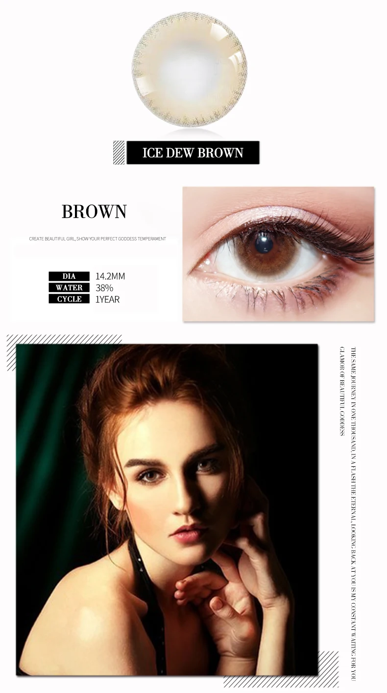 2021 Fresh 3 Tone Colored Contact Lenses Hot Selling 14.5mm Circle Soft Color Contact Lenses For Big Eye Wholesale