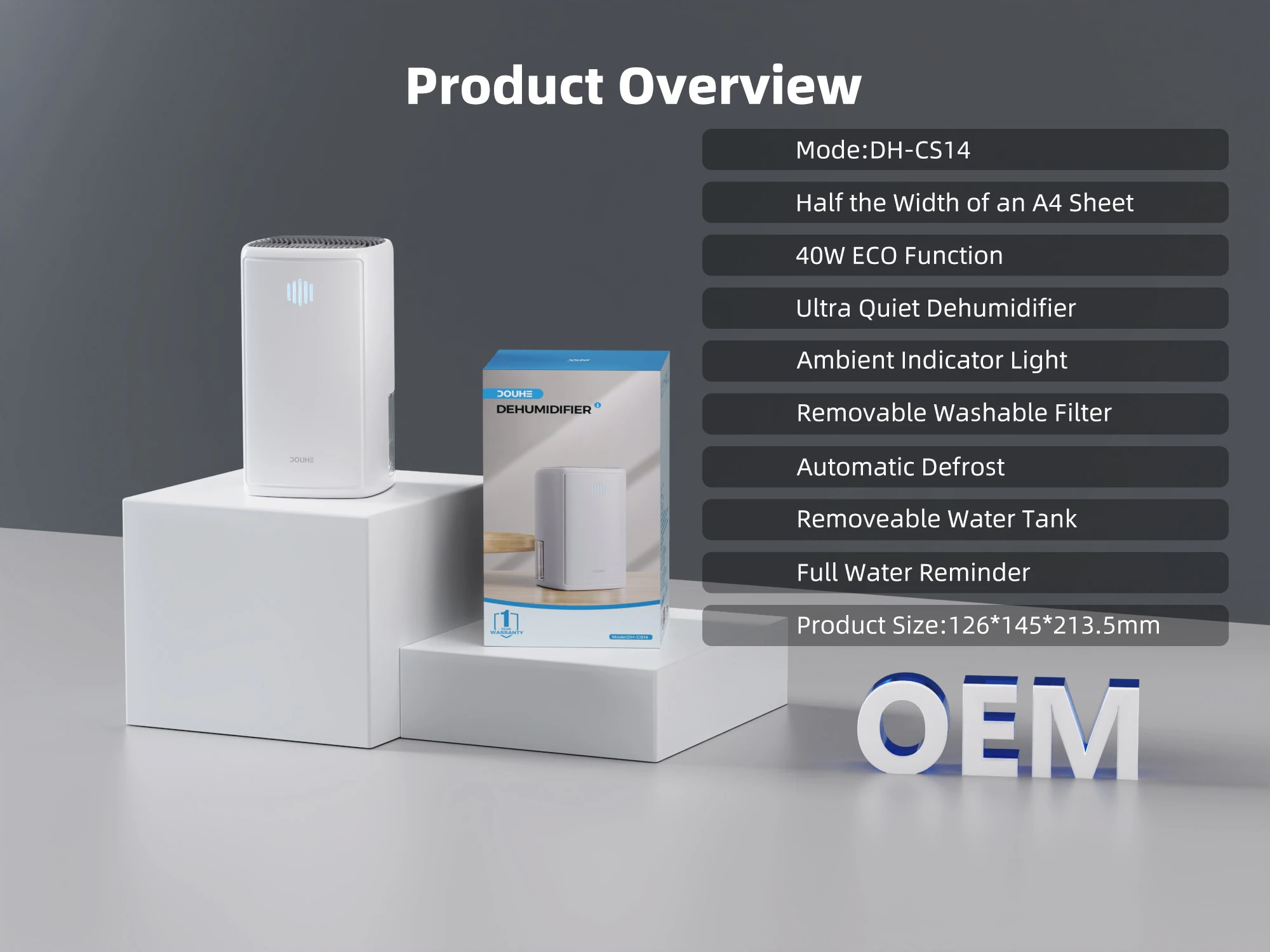 OEM Plug Electric Ultra Quiet Smart Portable Closet Air Dryer Small Mini Household Room Indoor Desktop Dehumidifier Home