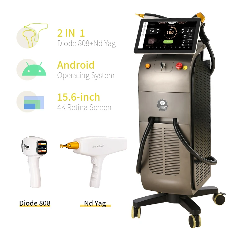 2024 newest arrivals with super tech 3 wave laser titanium nd yag+808nm diode laser permanent laser hair removal