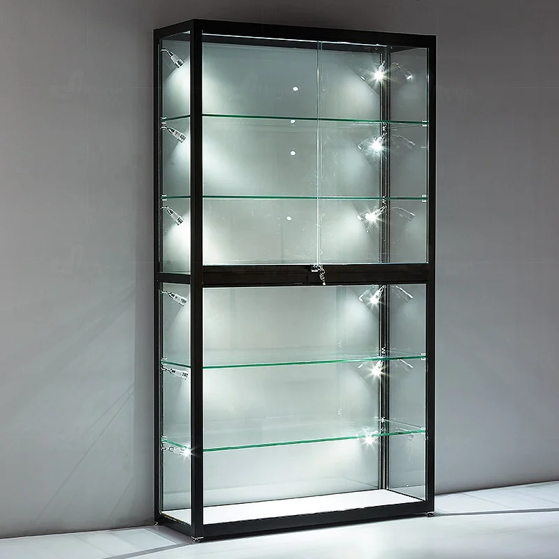 Aluminum Smoke Shop Display Counter LED Light Glass Showcase for Toy