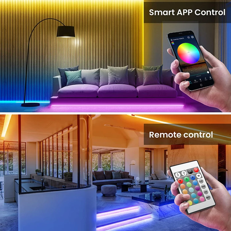 Smart Control Dimming Tuya Tira Flexible 50 Meter Home Decor Tape SMD2835 LED RGB Strip Light