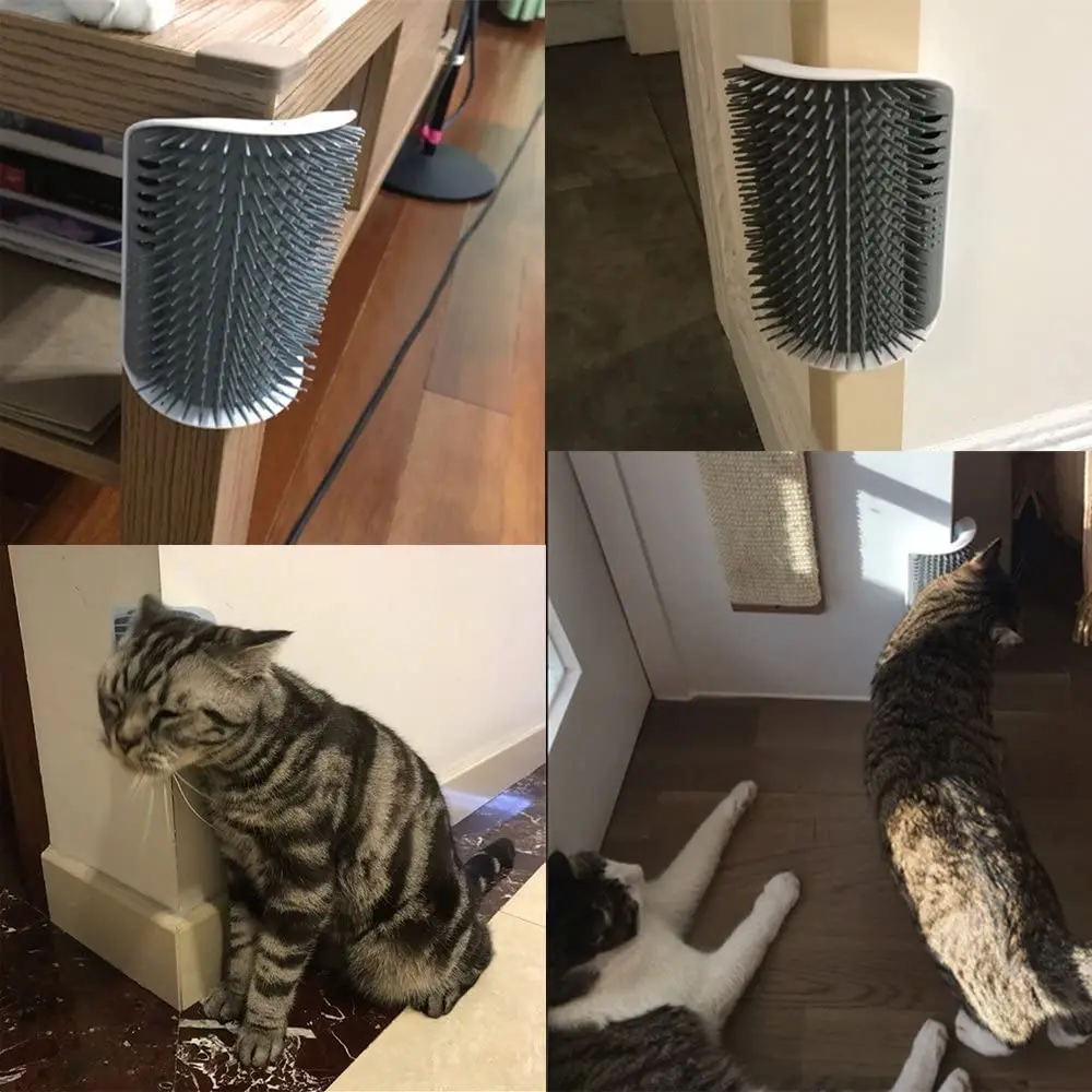 Cats Self Groomer Cat Corner Groomer Grooming Brush Wall Corner Massage Comb for Kitten Puppy