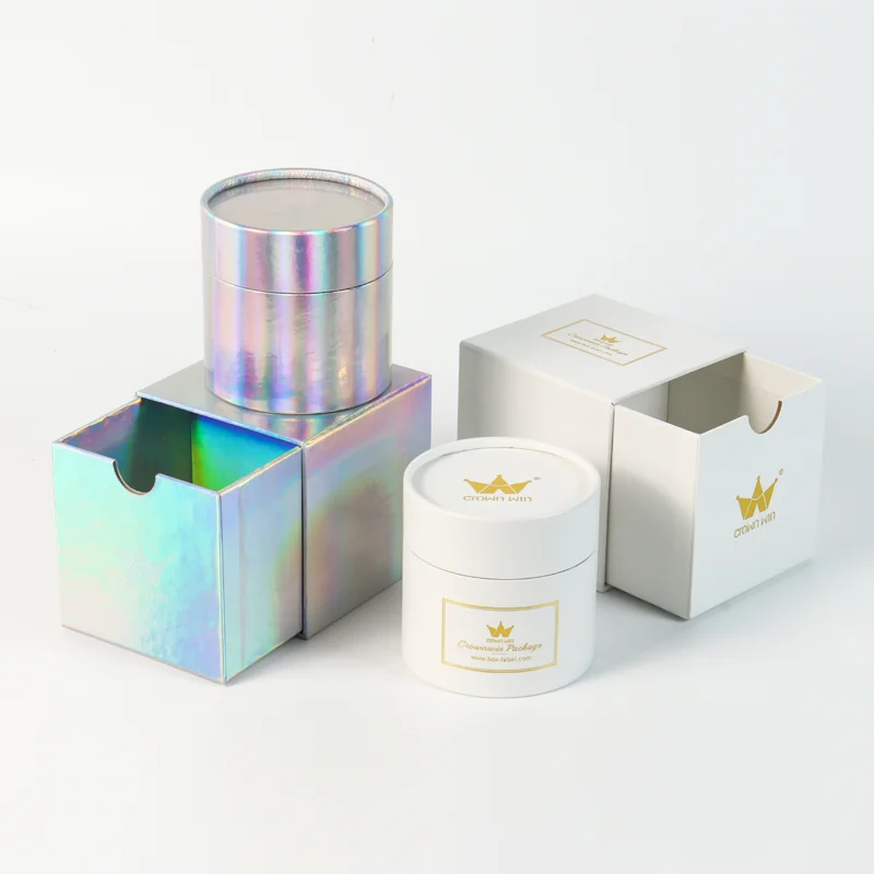customizable sample eco friendly recycled tea light candle gift box cardboard paper tube hologram packaging drawer paper box