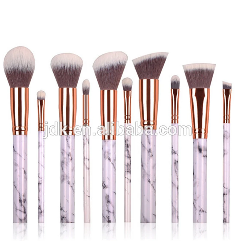 Marble Grey Make Up brushes Set 10Pcs Foundation Eyebrow Eyeliner Blush Cosmetic Concealer Brushes Super Soft Hair