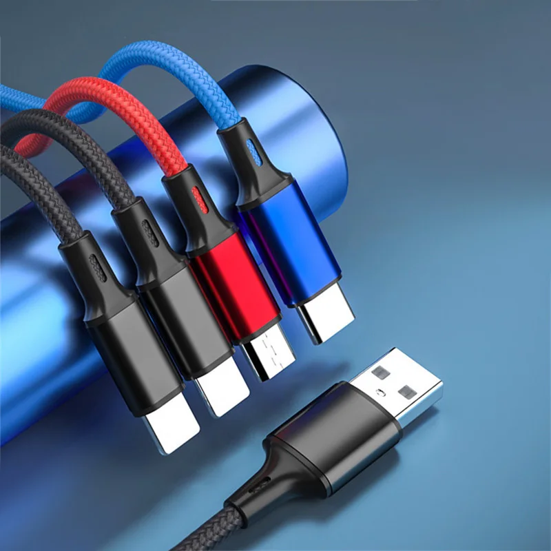 2 Type C нейлоновый Плетеный алюминиевый сплав 3 в 1 4 в 1 Usb-кабель мульти 3 в 1 кабель зарядное устройство