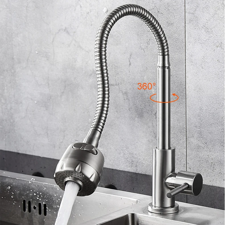 Good Price OEM Stainless Steel Pull Out Sink Tap Single Hole Single Handle Cold Water Kitchen Faucets