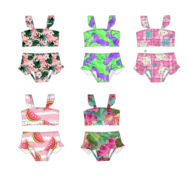 Customized Swimsuit Fashion Girl Swimsuit Creative Cute Print Baby Hot Spring Beach Swimsuit Two-Piece Set