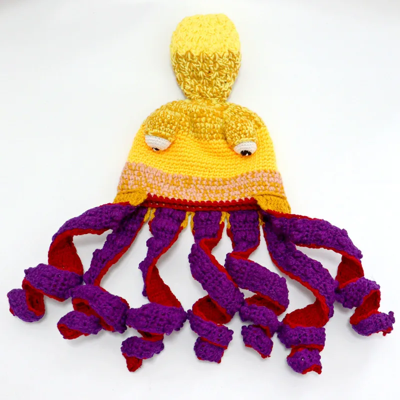 Cartoon Octopus Viking Beard Gift Hats, Cute Novelty Hats For Winter Warm Skiing Biking/