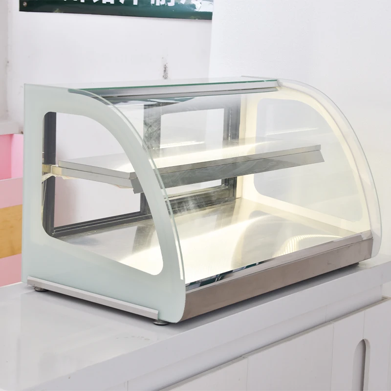 new product upright rectangle glass cupcake bread pastry cooling showcase marble based cake display cabinet