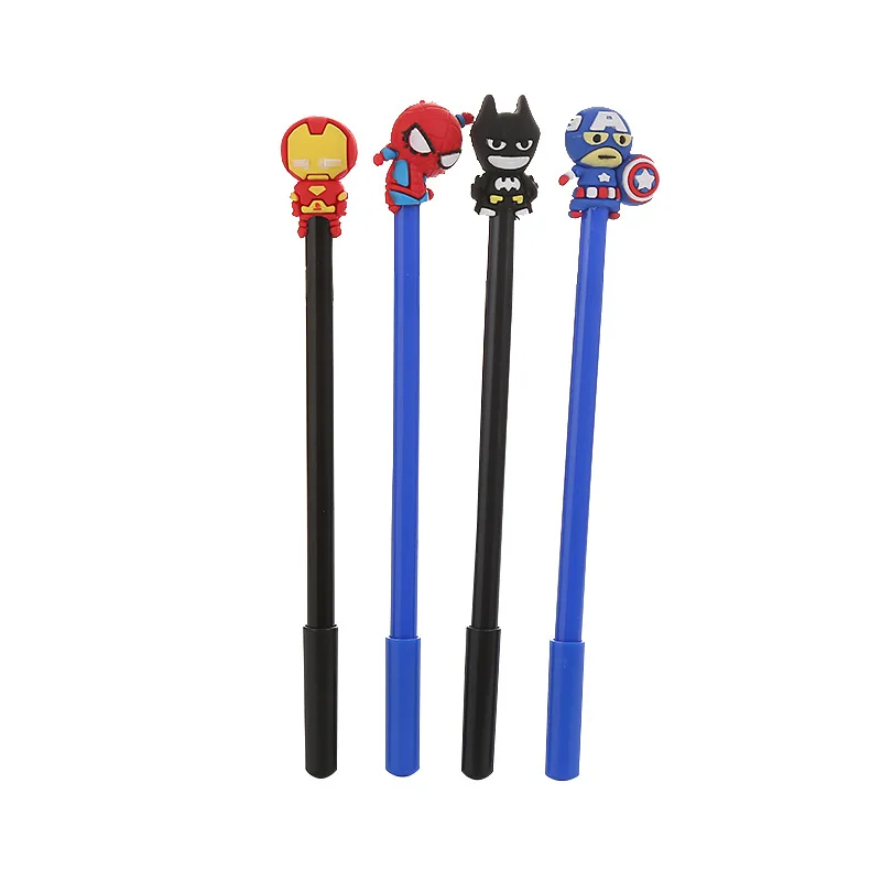 Factory Wholesale 0.5mm Student Cute Cartoon Silica Gel Ink Pen Super Hero Series School Gel Pen