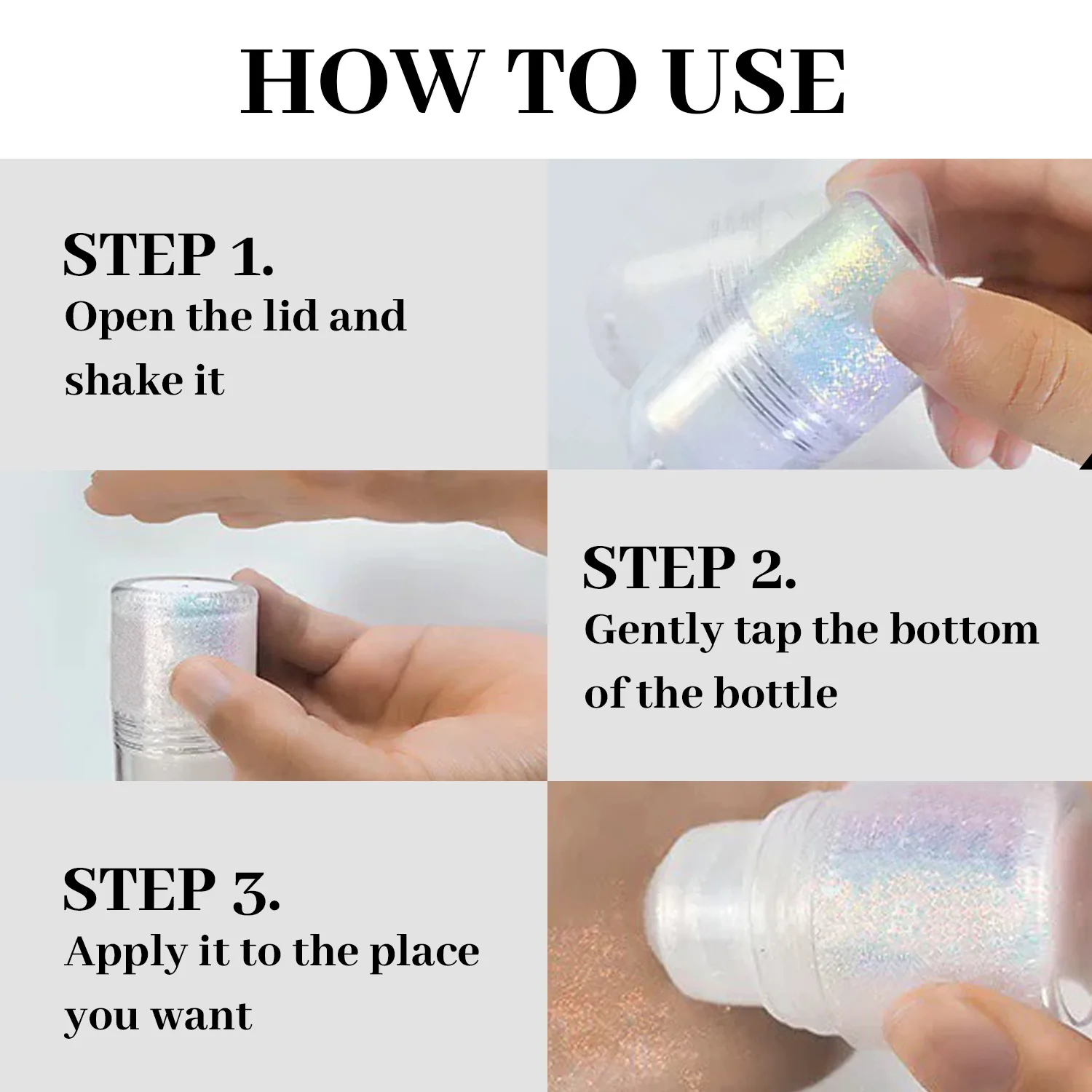 Highlighter Makeup Multifunction Roll-on Highlighter Stick Body Shimmer Glitter Makeup for Highlighting