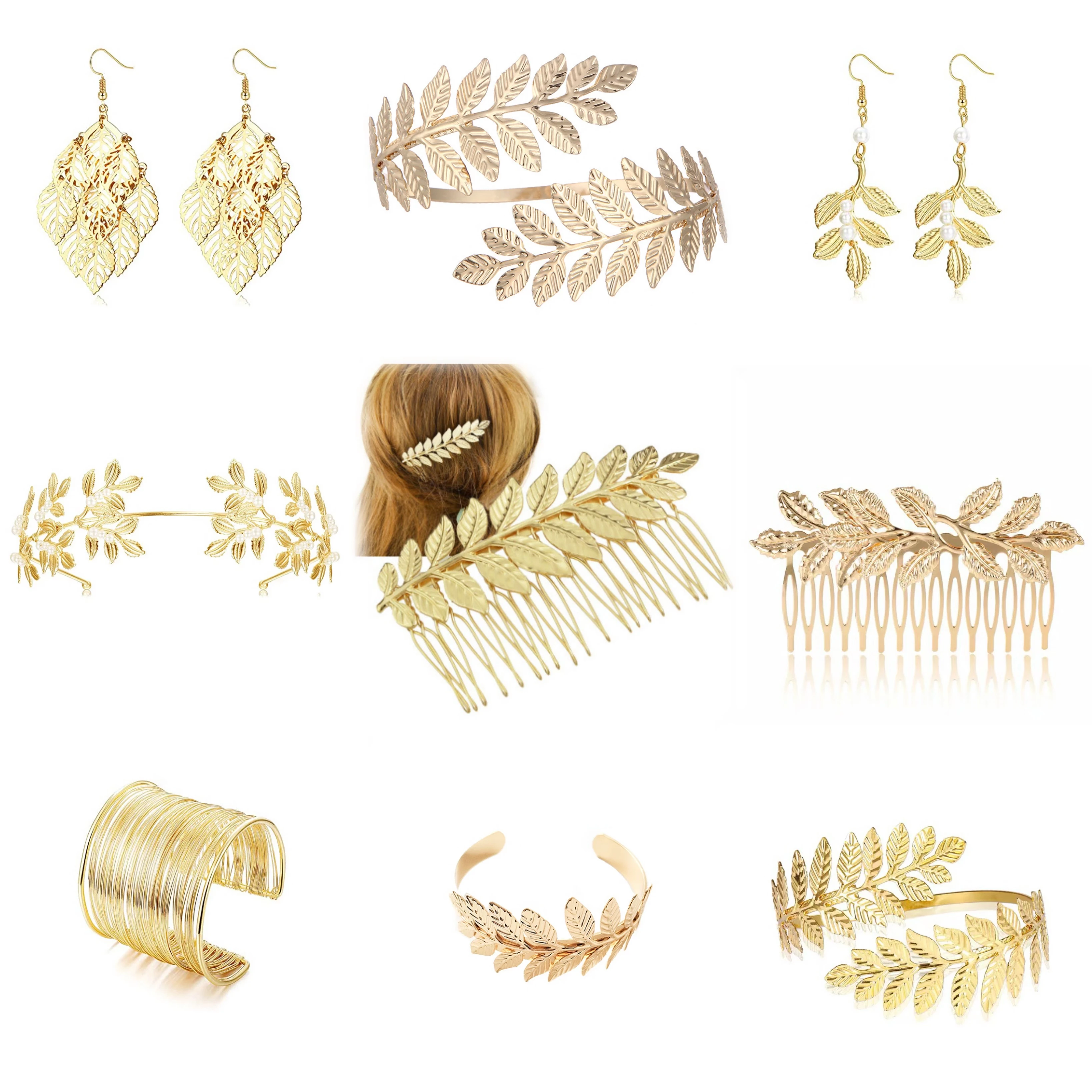 Hot Sale Wedding Supplies Goddess Headband Gold Leaf Branch Hair Band Crown Bridal Wedding Headpiece Greek Accessories