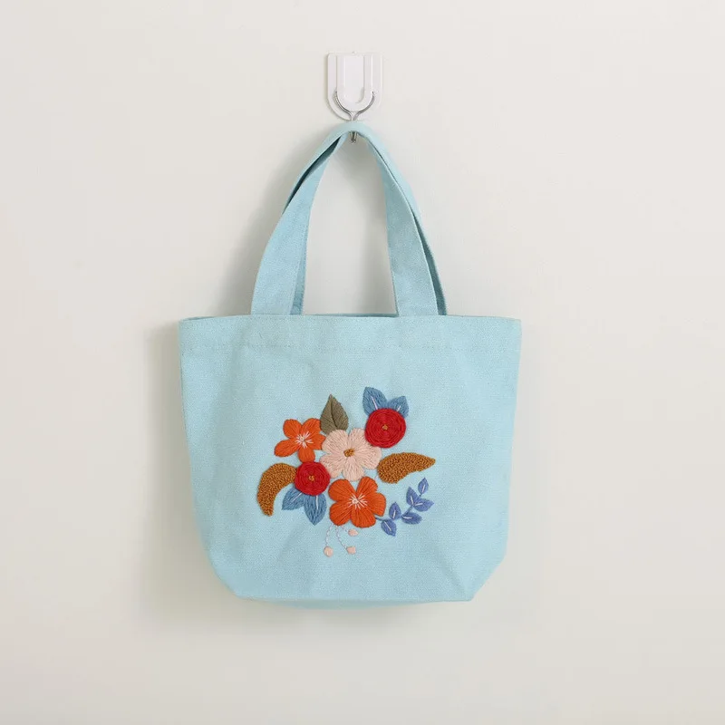 New Arrival DIY Hand-embroidered Ribbon Embroidery Canvas Bag Kit Three-Dimensional Embroidery Fabric Creative DIY Bag