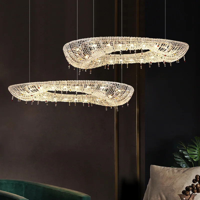 Modern Ceiling Hanging Light LED Clear Glass Chandelier Luxury Crystal Chandelier For Hotel Lobby Dining