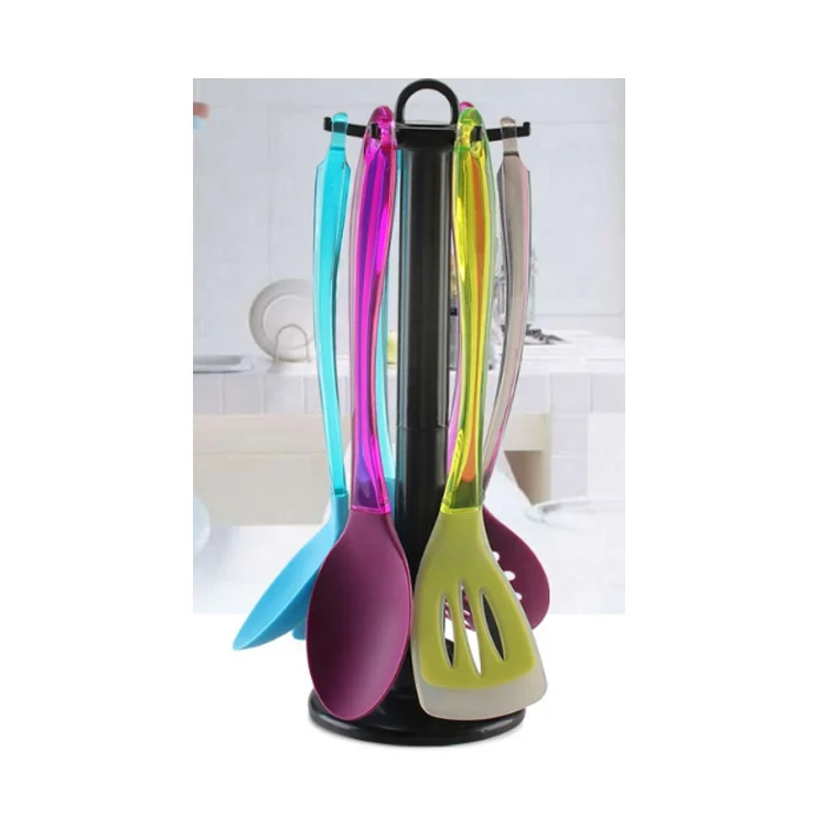 5 piece Transparent Colorful Kitchenware High Heat Resistant Silicone Kitchen Utensil Set