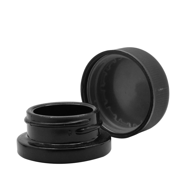 5ml 9ml glass jar childproof lid black eye cream container uv concentrate custom glass wax container for CBD oil