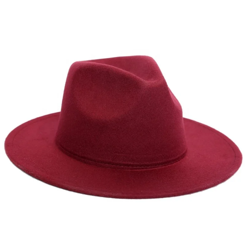 Wholesale High Quality Women Men Cap Felt Fedora Hat Wool Felt Wide Brim Fedora Hat
