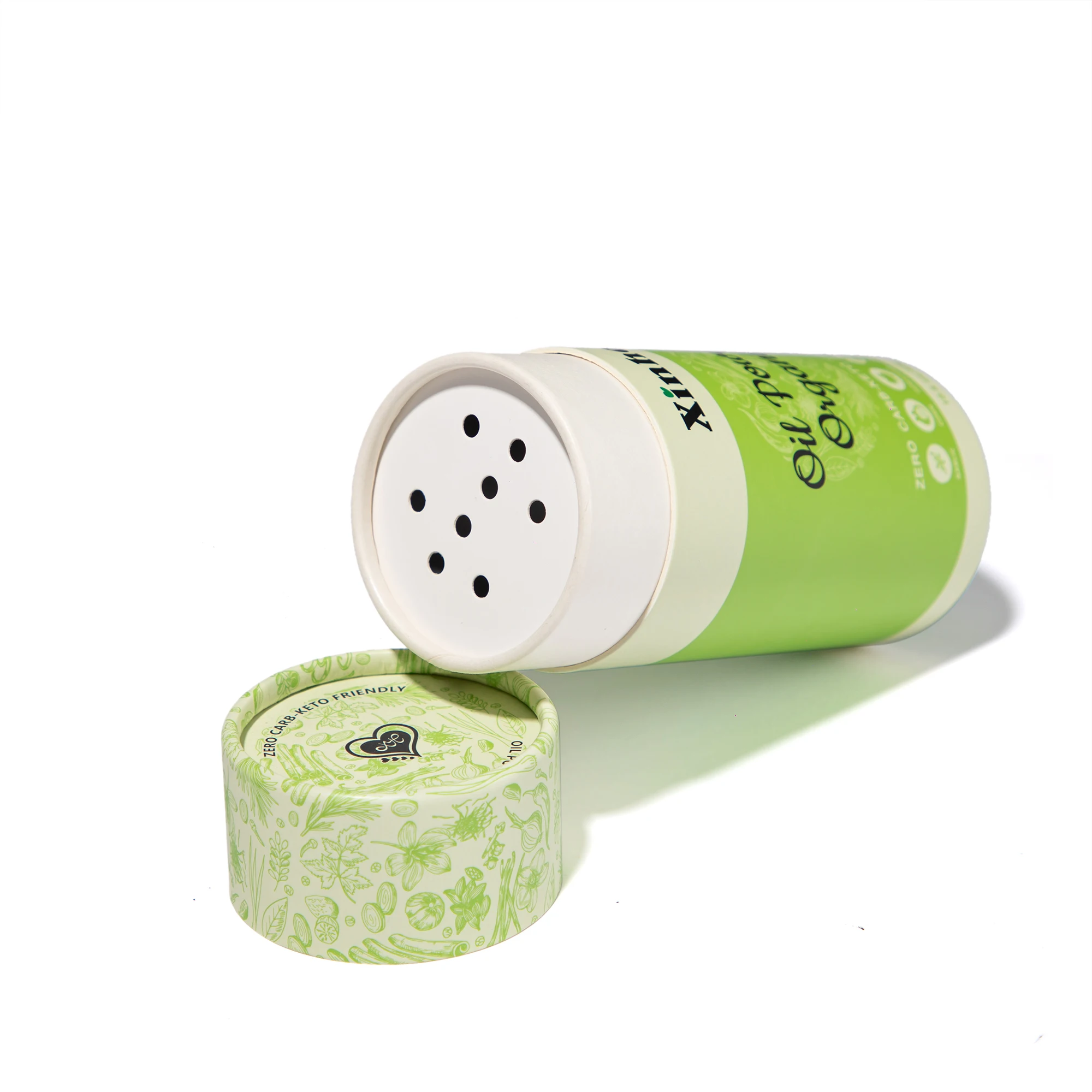 Custom Logo Eco Friendly Shaker Container Food Packaging Paper Tube Round Sifter Containers For Spices Salt Packaging