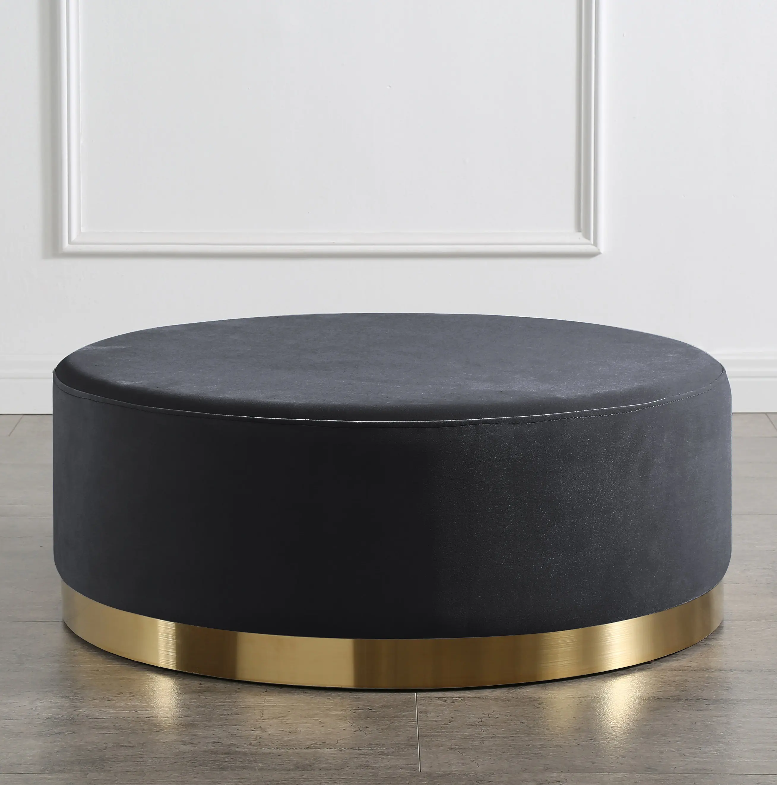 Round Vanity Stool Tray Top Modern Foot Stool Manufactured Wood Accent Stool