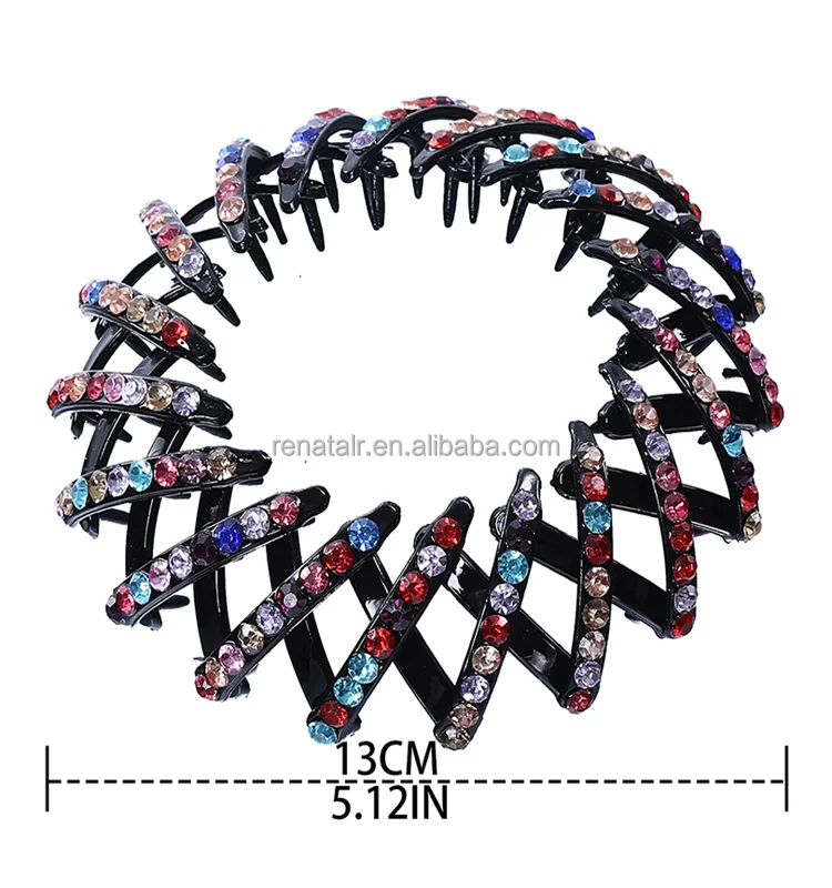 Fashion Women Bun Crystal Hair Claw Horsetail Buckle Hair Clip Bird Nest Expanding Hair Accessories Female Ponytail Headwear