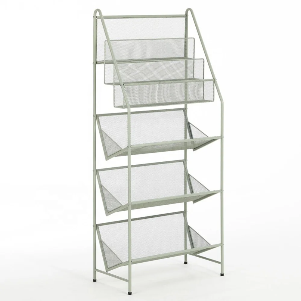 OEM High Quality Mesh Metal Newspaper Rack stand fold Magazine Stand Holder rack Metal newspaper and magazine Display Rack