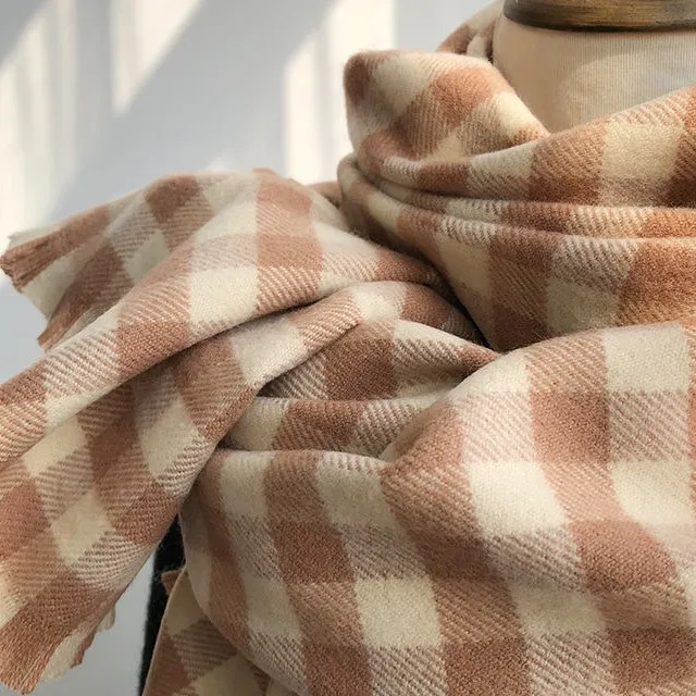 Plaid Delicate Winter Scarf Faux Cashmere Thermal Scarf Wholesale High Quality Soft Scarves For Women